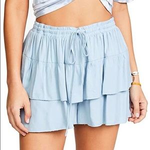 Jack by BB Dakota Light Blue Layer Up Ruffle Shorts